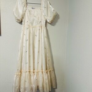 Polagram Cream Puff Sleeve Dress. Medium